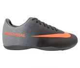 Chuteira Futsal Nike Mercurial Preto, Prata e Laranja